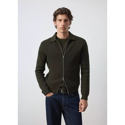 Cardigan en mélange de laine côtelée MANGO MAN