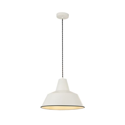 Cream Metal Ceiling Pendant Light with Braided Black Cable SO'HOME