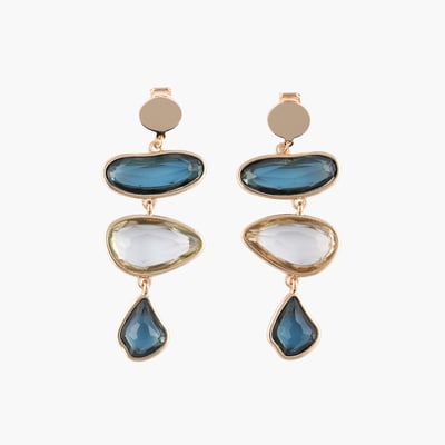 Boucles d'oreilles clips - facettes vertes BALABOOSTE