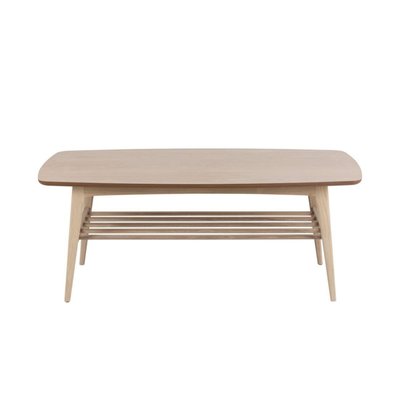 Table basse rectangulaire en chêne blanchi 1 tablette - KIRSTEN HELLIN, DEPUIS 1862