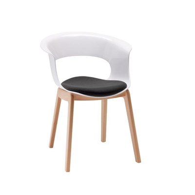 Chaise design avec pieds bois - NATURAL MISS B Antishock avec coussin - déco originale SCAB DESIGN