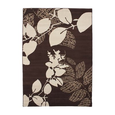 Tapis intérieur extérieur motifs feuilles et textes chocolat et  MASSAI THE DECO FACTORY