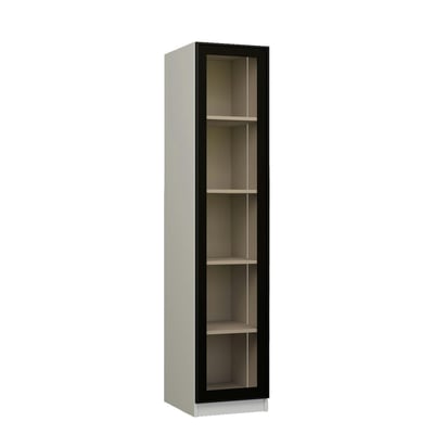 Vitrine colonne à LED décor blanc et noir 5 étagères AURA PIER IMPORT