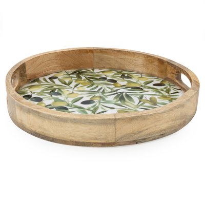 Olives Round Mango Wood Tray SO'HOME
