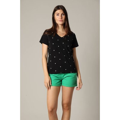 T-shirt en jersey avec cœurs brodés HEARTY DEELUXE