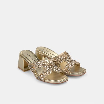 Sandales à talons avec bande large et détails strass ALMA EN PENA
