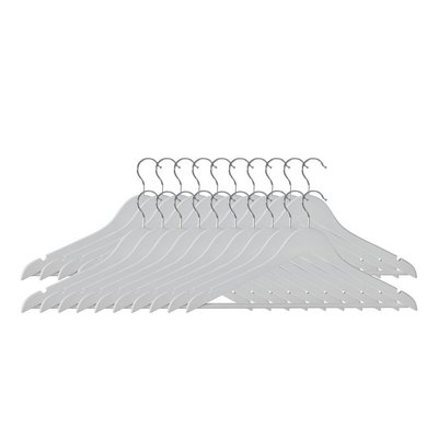 Set of 20 Coat Hangers in Matte White Wood SO'HOME