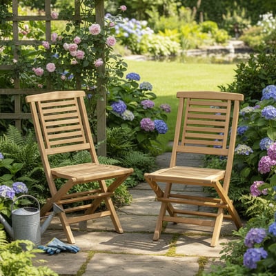 Chaises de jardin pliantes en teck massif (lot de 2) - BARBADE TECK ATTITUDE