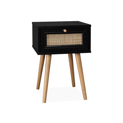 Table de chevet effet bois et cannage 1 tiroir BOHÈME SWEEEK