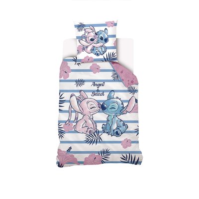 Parure de lit coton, fleurs Disney Angel et Stitch STITCH