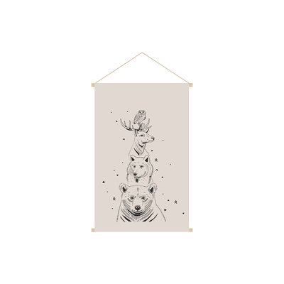 Kakemono enfant tableau en toile suspendue illustration animaux de la forêt L40 x H60 cm BUDDY MILIBOO