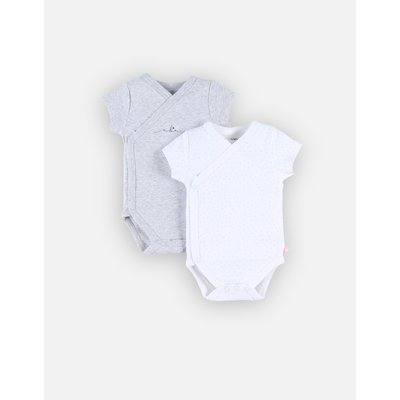 Set de 2 bodys croisés à manches courtes, clair/blanc NOUKIE'S