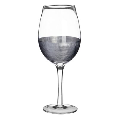 Set of 4 Silver Crosshatch Wine Glasses 500ml SO'HOME