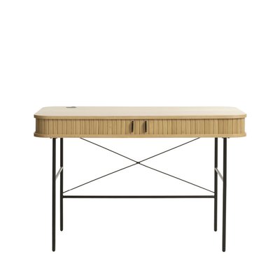 Bureau 2 portes aux angles arrondis en bois et métal L120cm - ALICIA DRAWER