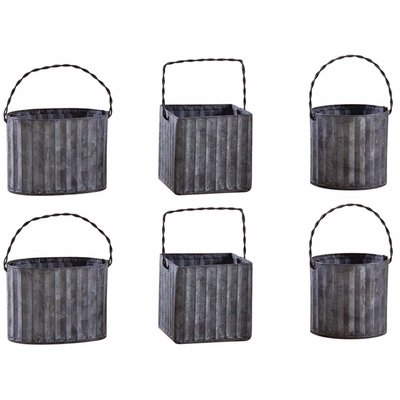Mini cache-pot en métal galvanisé ondulé Lot de 6 AUBRY GASPARD