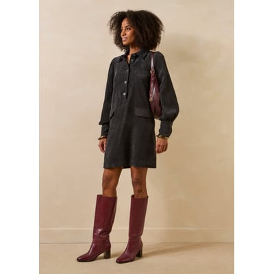 Robe chemise courte en velours côtelé LA FEE MARABOUTEE