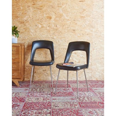 Paire de chaises en skaï Alma N°1580 - Bon état DEBONGOUT