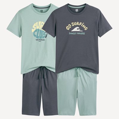 Set of 2 Cotton Pyjashorts with Surf Print LA REDOUTE COLLECTIONS