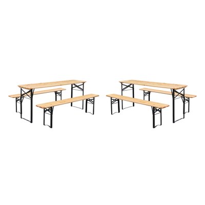 Table de réception pliante bois de sapin 2 bancs (lot de 2) BAYONNE SWEEEK