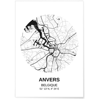 Affiche Carte Anvers L'AFFICHERIE