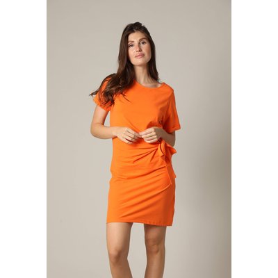 Robe à manches courtes et col rond avec nœud noué sur le côté KNOTY DEELUXE