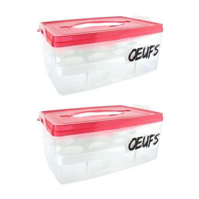 Boite à oeufs en plastique 24 emplacements 2 étages (Lot de 2) CMP