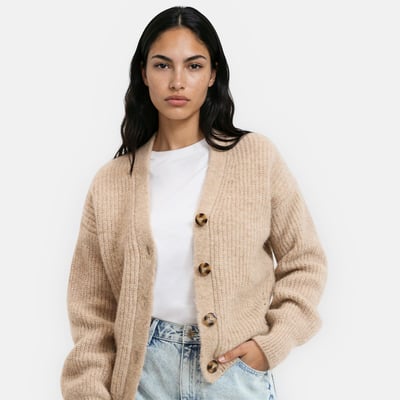 Signatures Gildas Cardigan with V-Neck in Alpaca Mix LA REDOUTE COLLECTIONS