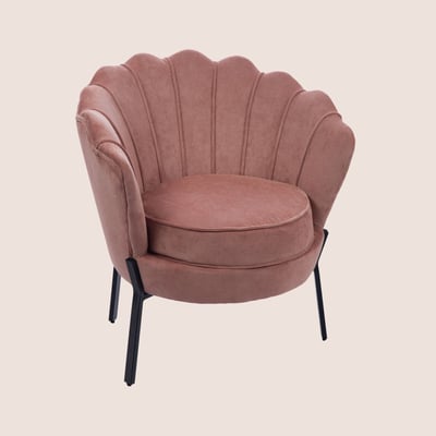 Fauteuil en velours côtelé et pieds en métal noir - ARUM HELLIN, DEPUIS 1862