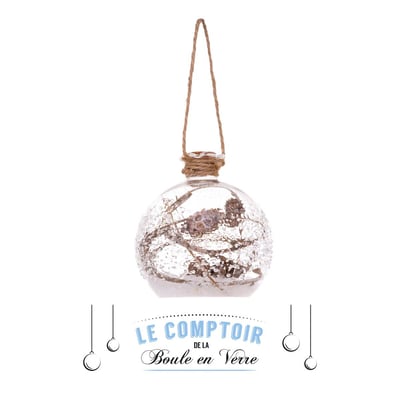 Boule fiole intérieur déco 8 cm verre FEERIC LIGHTS & CHRISTMAS