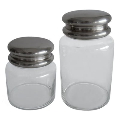 Lot de 2 pots en verre couvercle argenté SIGNATURE
