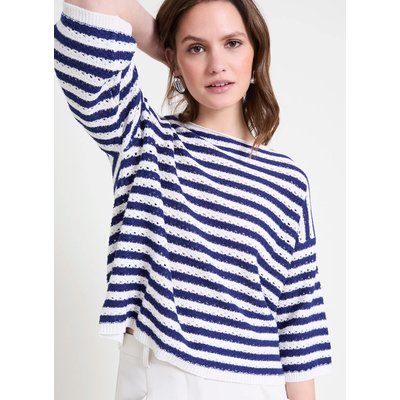 Pull ample ajouré à rayures MARIN NAF NAF