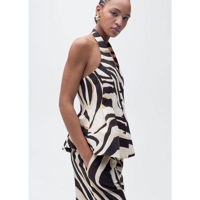Gilet zèbre en lin mélangé MANGO