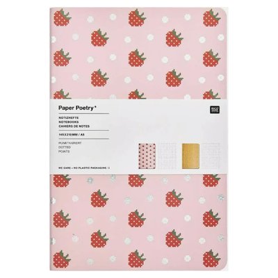 Lot de 2 carnet de notes A5 Fraise RICO DESIGN