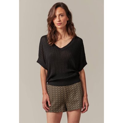 Pull loose noir femme top