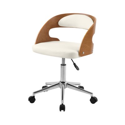 Chaise de bureau pivotante en bois et PU (à l'unité) - LOUIS RENDEZ-VOUS DÉCO