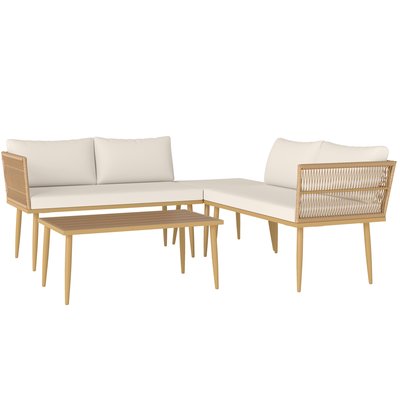 Ensemble salon de jardin 5 places modulables avec table basse résine beige OUTSUNNY