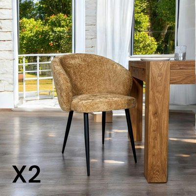 Chaise dossier rond tissu moutarde (lot de 2) IENA PIER IMPORT