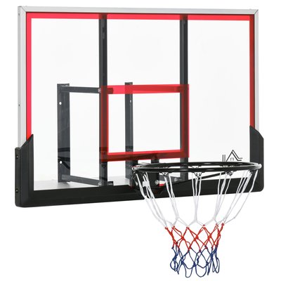 Panier de basket-ball mural avec ressort et visserie rouge noir HOMCOM