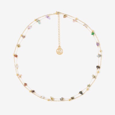 Collier 2 rangs acier inoxydable avec pierres à facettes BALABOOSTE