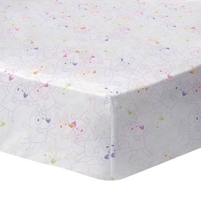 Drap-housse imprimé 100% coton, COLORFUL BLUEY