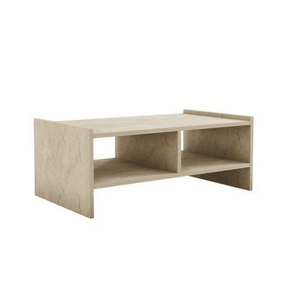 Table basse 2 niches ouvertes décor travertin L90 cm - PERA CALICOSY