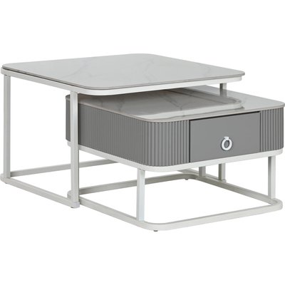 Table basse élégante en métal  et pierre sinterisée RECOLLECTION