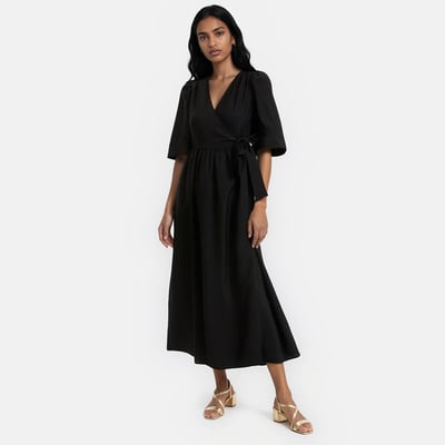 Robe longue portefeuille manches courtes LA REDOUTE COLLECTIONS