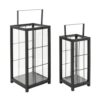 Lanterne en pin et métal noires (Lot de 2) AUBRY GASPARD