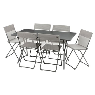 Ensemble 1 table rectangle, 6 chaises pliantes ultra-compactes - BALCONY LAFUMA MOBILIER