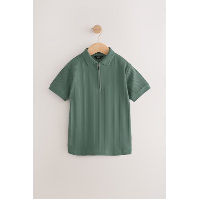 Polo texturé semi-zippé à manches courtes NEXT