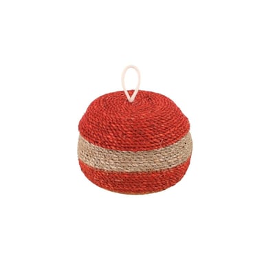 Panier rayé à couvercle fibres naturelles, naturel 20x11cm ORNAMI