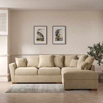 Florence Scatterback Soft Brushed Right Facing Corner Sofa & Footstool with Da SO'HOME