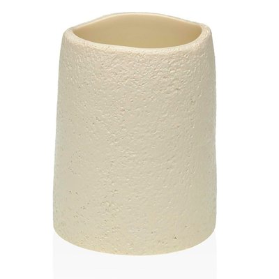 Porte brosse à dents en résine beige 7.5x7.5x10.5cm VERSA