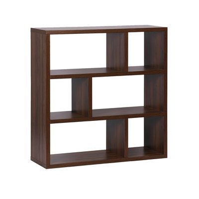 Etagère bibliothèque décor bois asymétrique 3 niveaux 6 compartiments BASIKS SWEEEK